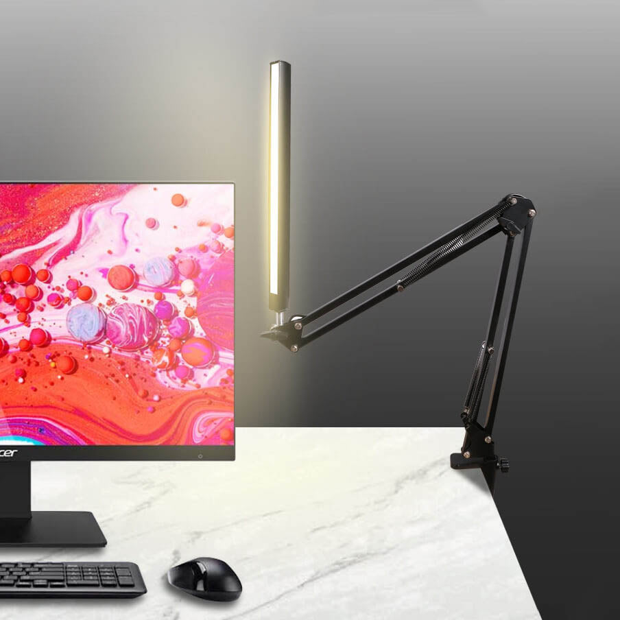 Hjemix | LED Foldbar Lang Arm Klips Øyevern USB Leselampe