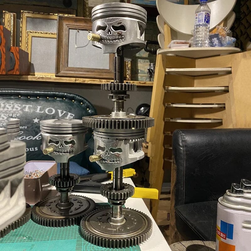 Hjemix | Piston Skull Face Skulptur