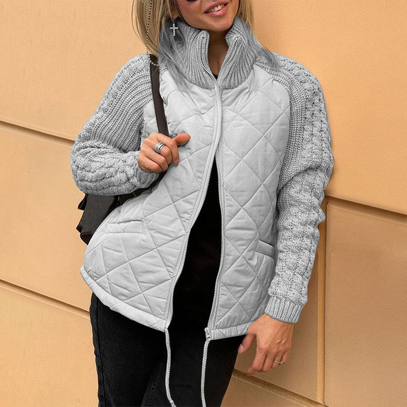 Hjemix | Solid Color Høy Krage Glidelås Kåpe