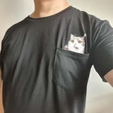 Hjemix | Lommer Midt Finger Katt T-skjorte