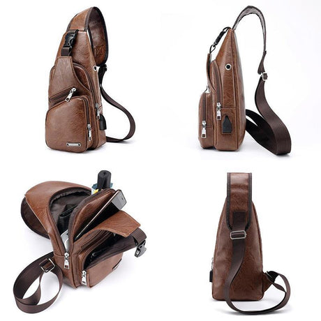 Hjemix | Skulderveske Crossbody bag for menn med USB-ladeport