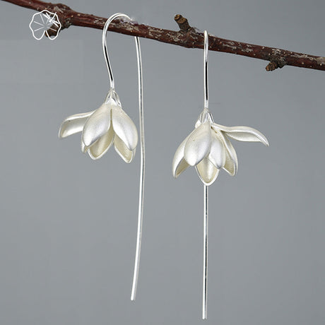 Hjemix | 18K Gull Elegant Magnolia Blomst Dangle Øredobber