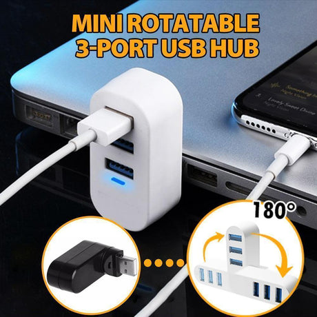 Hjemix | Mini roterbar 3-Port USB Hub