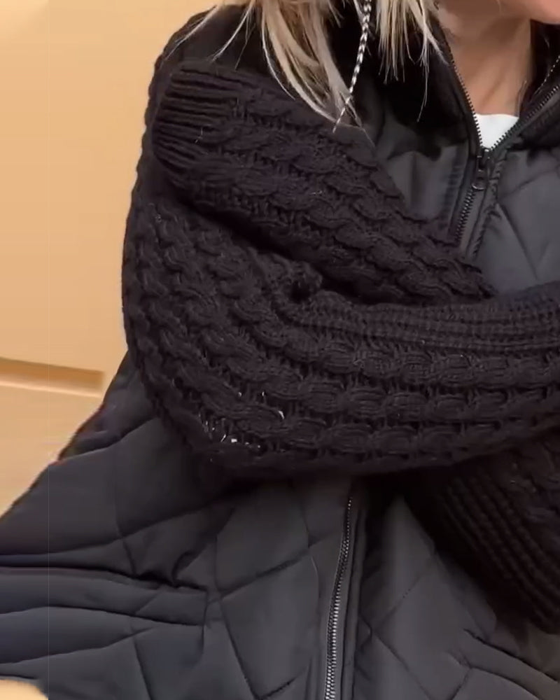 Hjemix | Solid Color Høy Krage Glidelås Kåpe