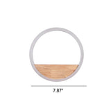 Hjemix | Lumoshelf LED Vegglampe | Massiv Trematerial med Hylle | Rund Vegglampe | Varm & Hvit Lys