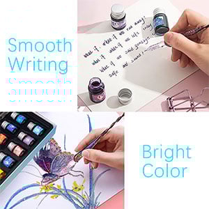 Hjemix | Kalligrafi Glass Dyp Penne Inks Sett