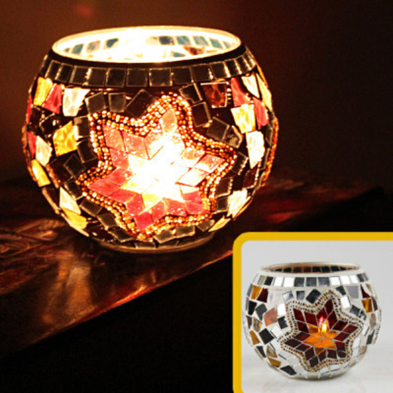 Hjemix | Europeisk Retro Glass Mosaic Tealight Holder