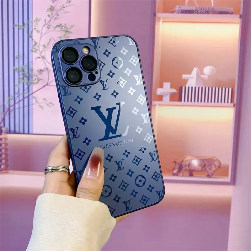 Hjemix | Luksuriøs Louis Vuitton Frosted Matte Etui for iPhone 13 / 14 / 15 Serie