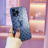 Hjemix | Luksuriøs Louis Vuitton Frosted Matte Etui for iPhone 13 / 14 / 15 Serie