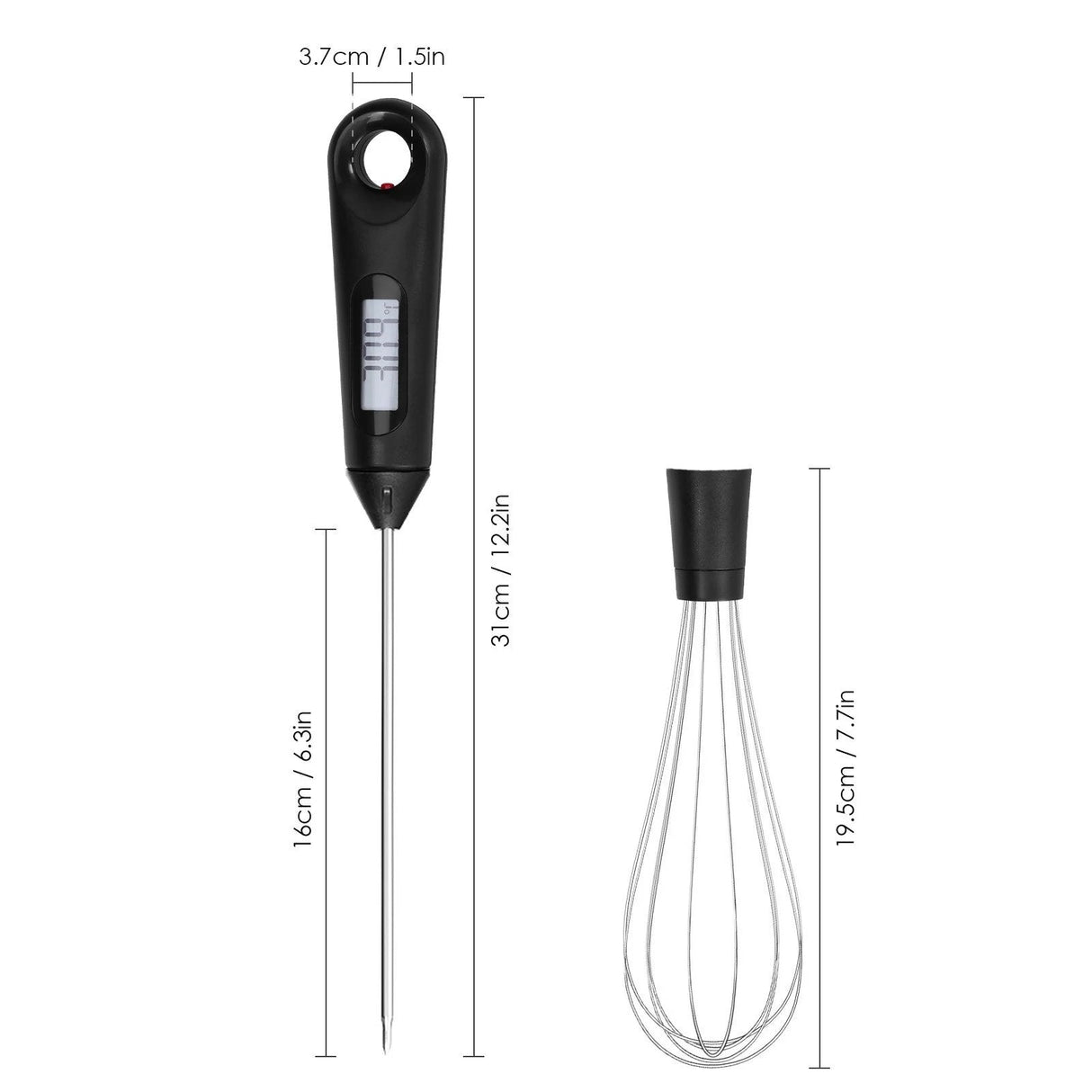 Hjemix | 2-i-1 Instant-lese Mat Termometer og Eggvisp