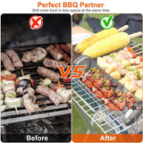 Hjemix | 2-delt: Bærbar BBQ Rullende Kurv Rund Rustfritt Stål Grill