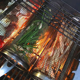 Hjemix | 2-delt: Bærbar BBQ Rullende Kurv Rund Rustfritt Stål Grill