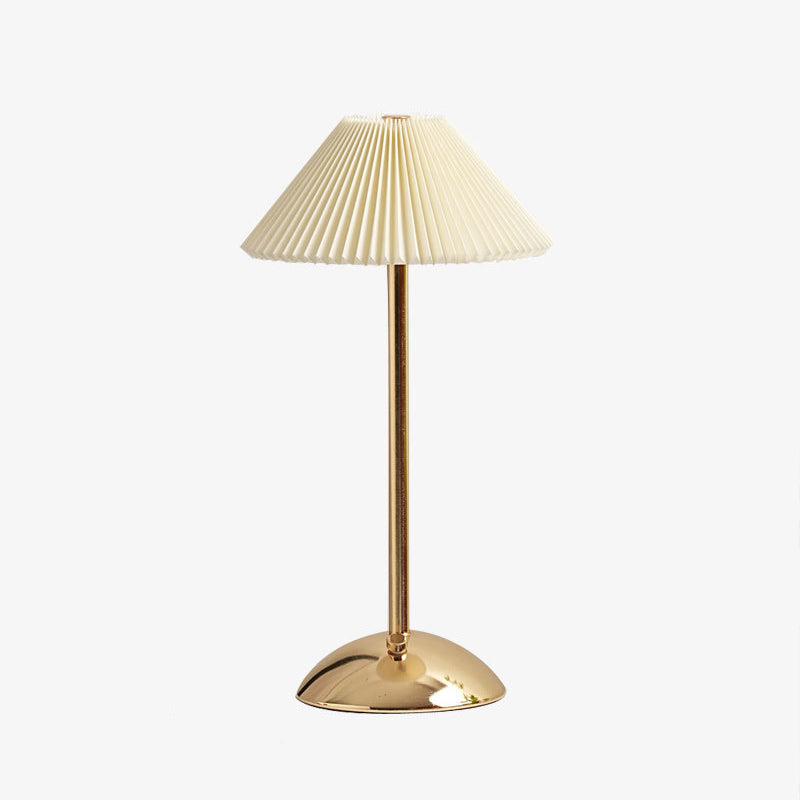 Hjemix | Moderne skandinavisk oppladbar jernstoff cone plisserte LED bordlampe for nattbord