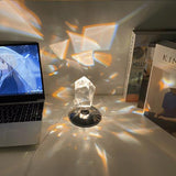 Hjemix | LuxorLite Diamond Crystal LED Bordlampe | Luksuriøs Stemningsbelysning | 3 eller 16 Fargeforandring | Trådløs Nattlampe