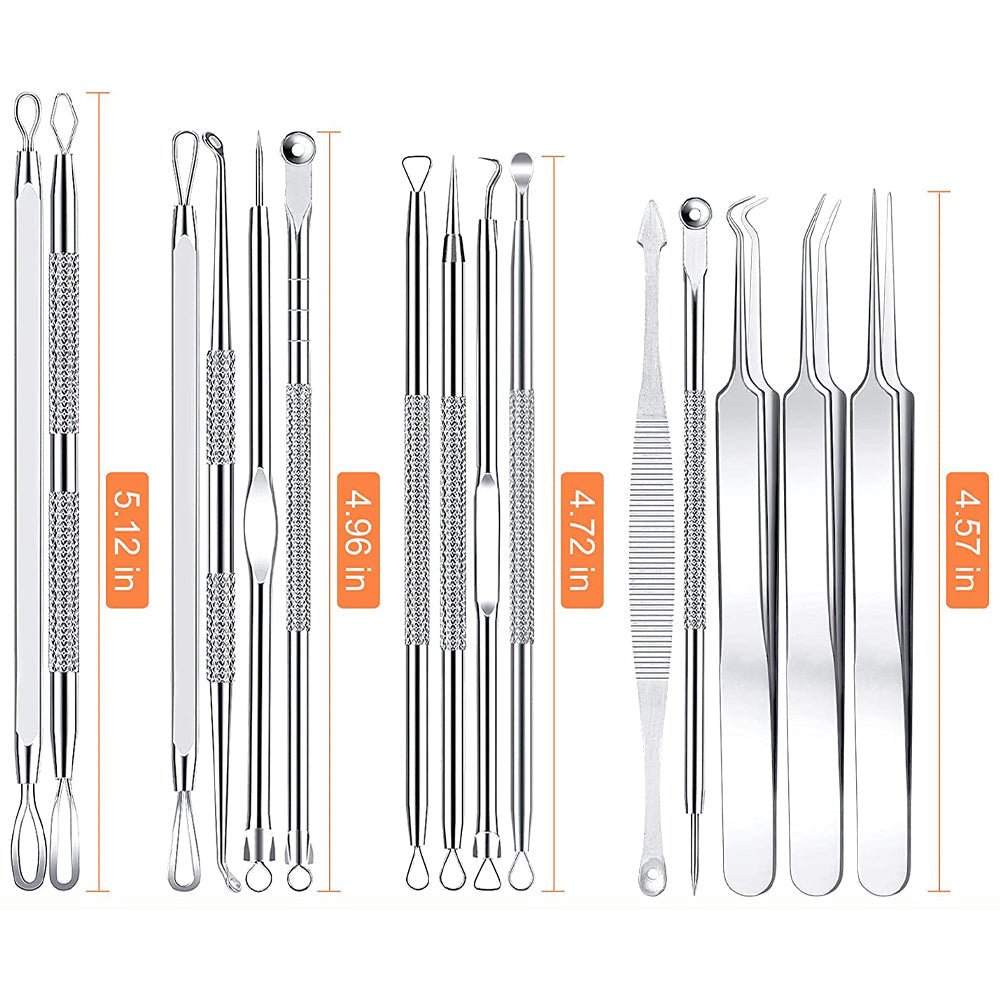 Hjemix | Rustfritt stål blackhead remover pimple popper verktøysett med metallboks