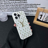 Hjemix | Luksuriøs Louis Vuitton Frosted Matte Etui for iPhone 13 / 14 / 15 Serie