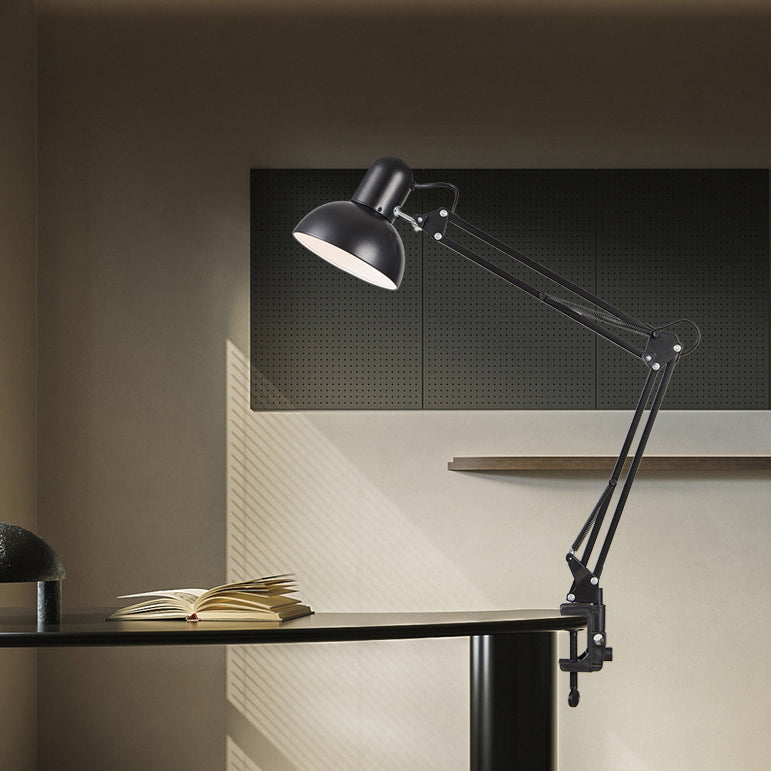 Hjemix | Moderne minimalistisk sammenleggbar bordlampe med lang arm og klemme laget av ABS med 1 lys for soverommet