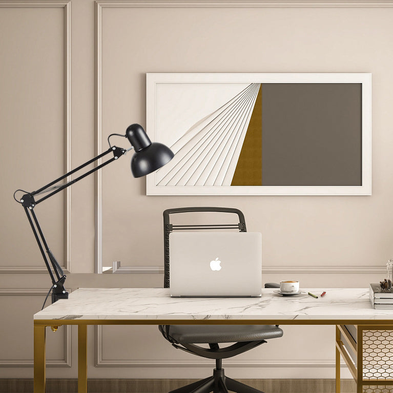 Hjemix | Moderne minimalistisk sammenleggbar bordlampe med lang arm og klemme laget av ABS med 1 lys for soverommet