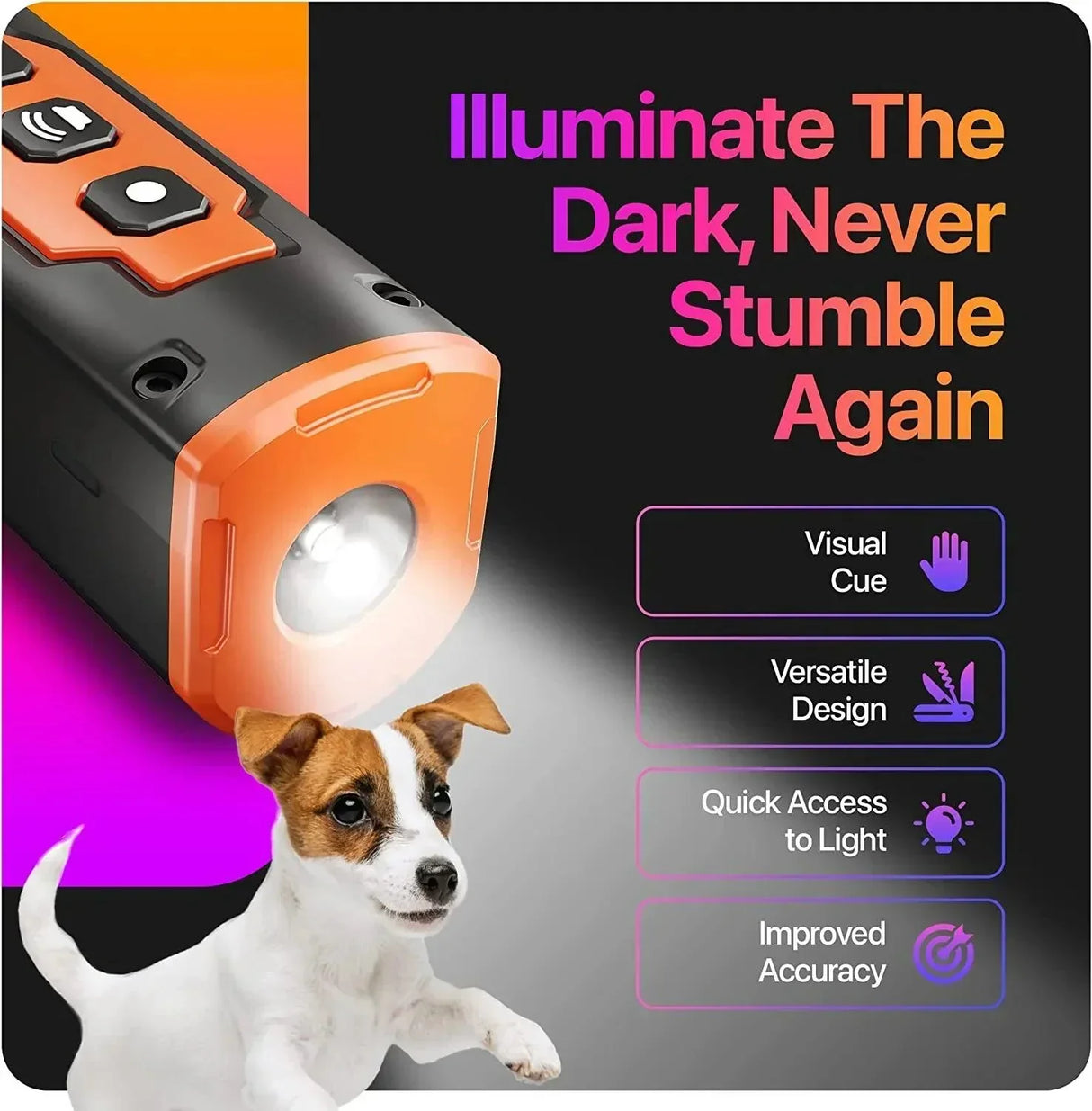 Hjemix | 2024 Utgivelse Pet Dog Repellent Ultrasonic Dog Training Device Oppladbar Anti-Hund Bjeffing Avskrekker Med LED Lommelykt