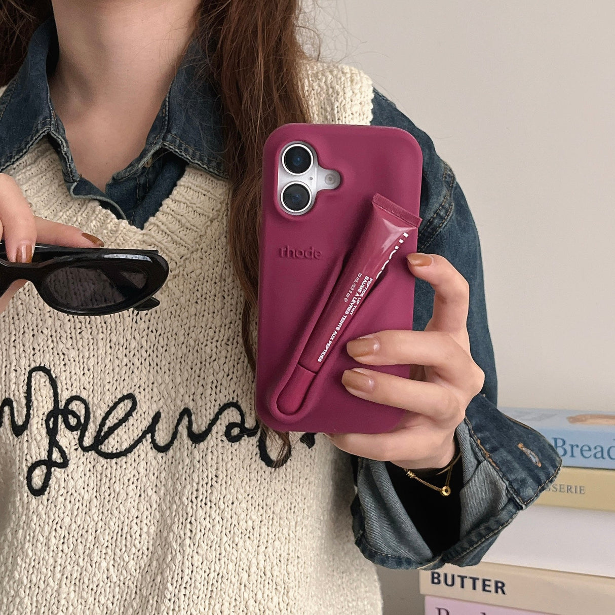 Hjemix | 3D Silikon Leppestift Telefondeksel for iPhone
