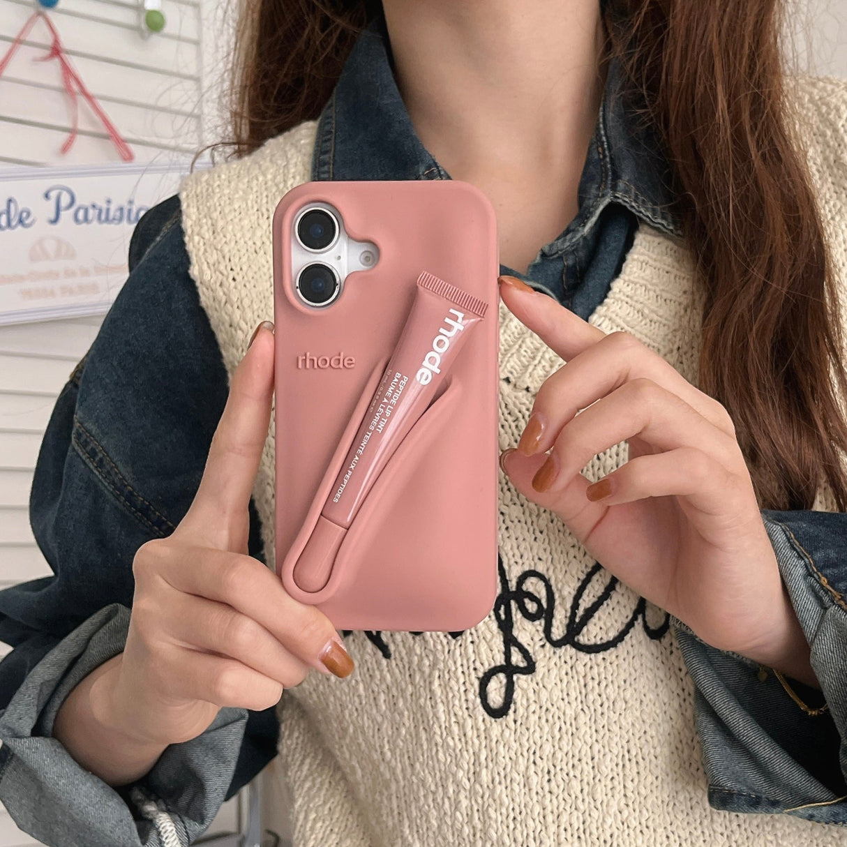 Hjemix | 3D Silikon Leppestift Telefondeksel for iPhone