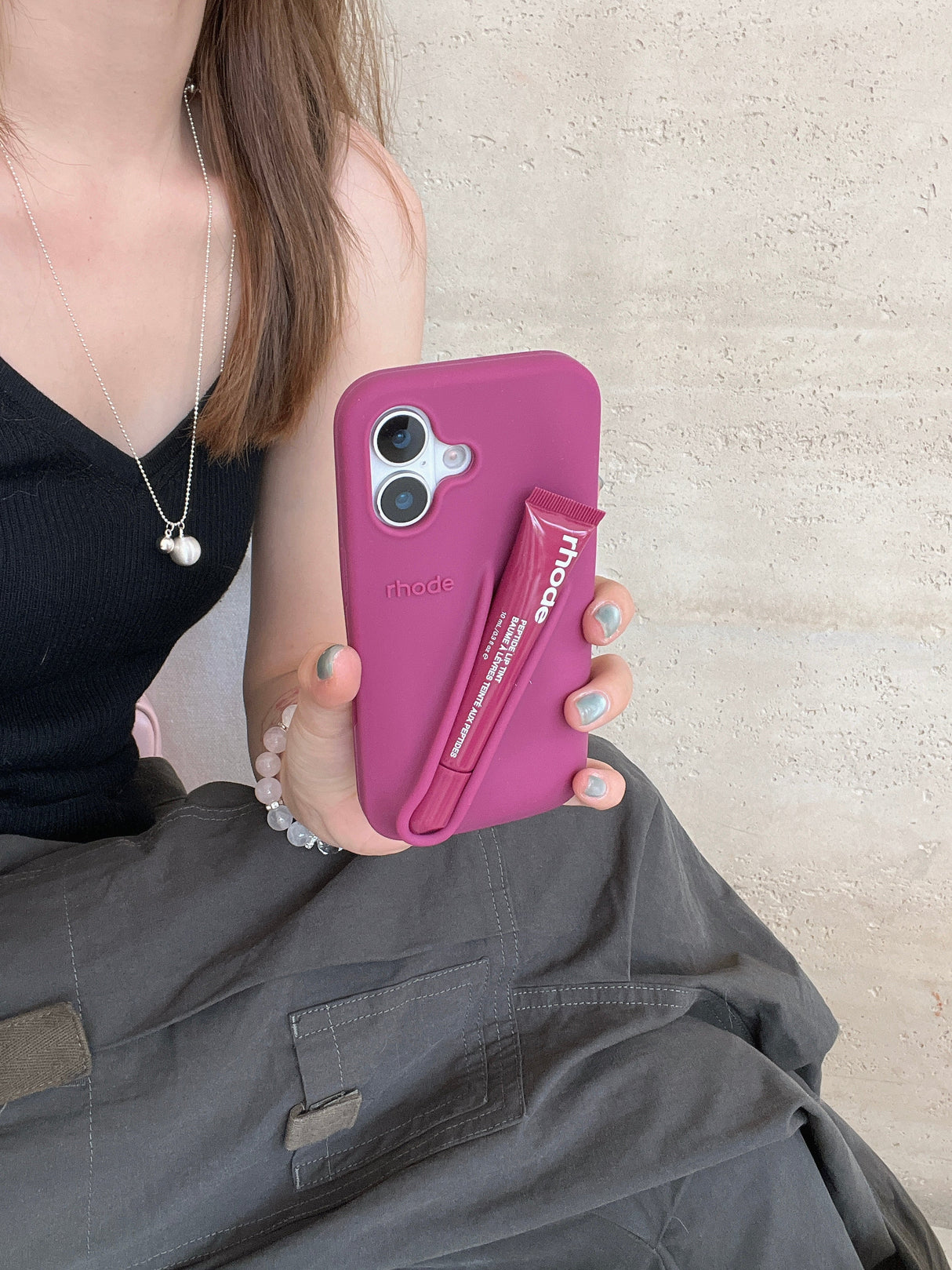 Hjemix | 3D Silikon Leppestift Telefondeksel for iPhone
