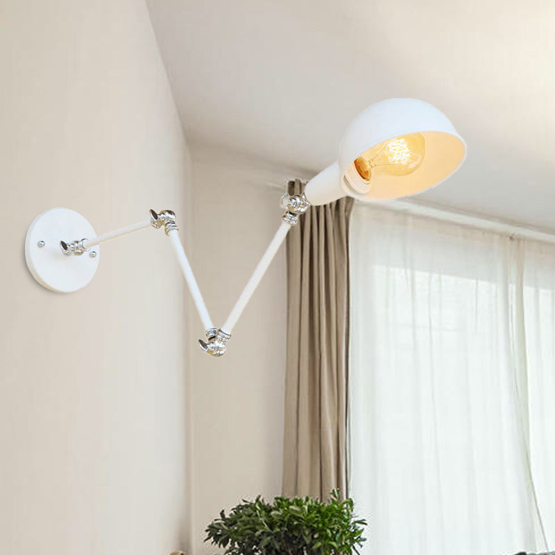 Hjemix | 1 Lyspære Vegglampe Retro Stil Svingarm Metall Mini Vegglampe i Hvit for Kontoret