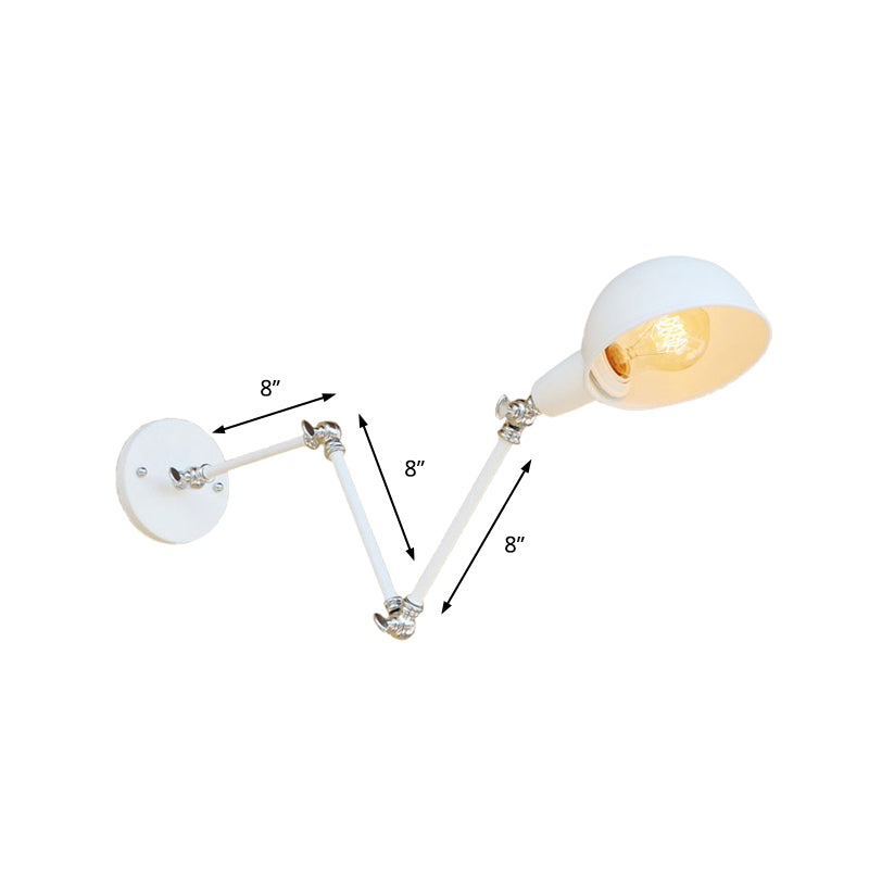 Hjemix | 1 Lyspære Vegglampe Retro Stil Svingarm Metall Mini Vegglampe i Hvit for Kontoret