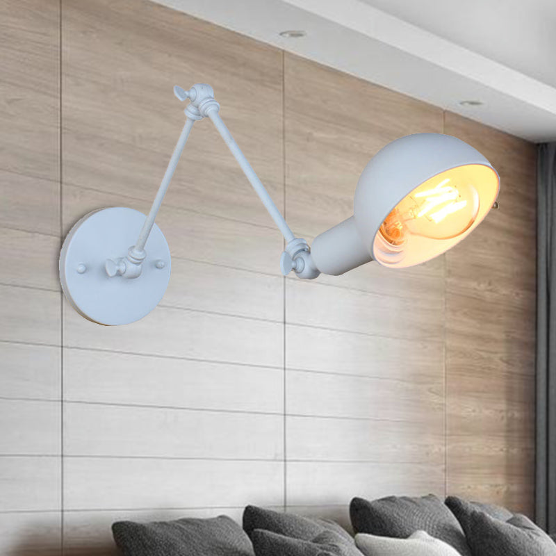 Hjemix | 1 Lyspære Vegglampe Retro Stil Svingarm Metall Mini Vegglampe i Hvit for Kontoret