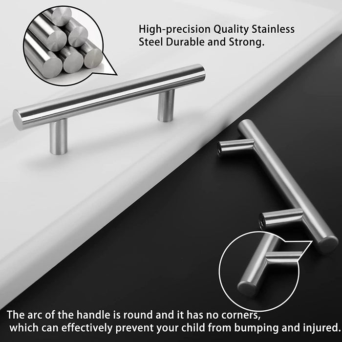 Hjemix | Børstet Nikkel Modern Rustfritt Stål Skuffehardware T-Bar Håndtak