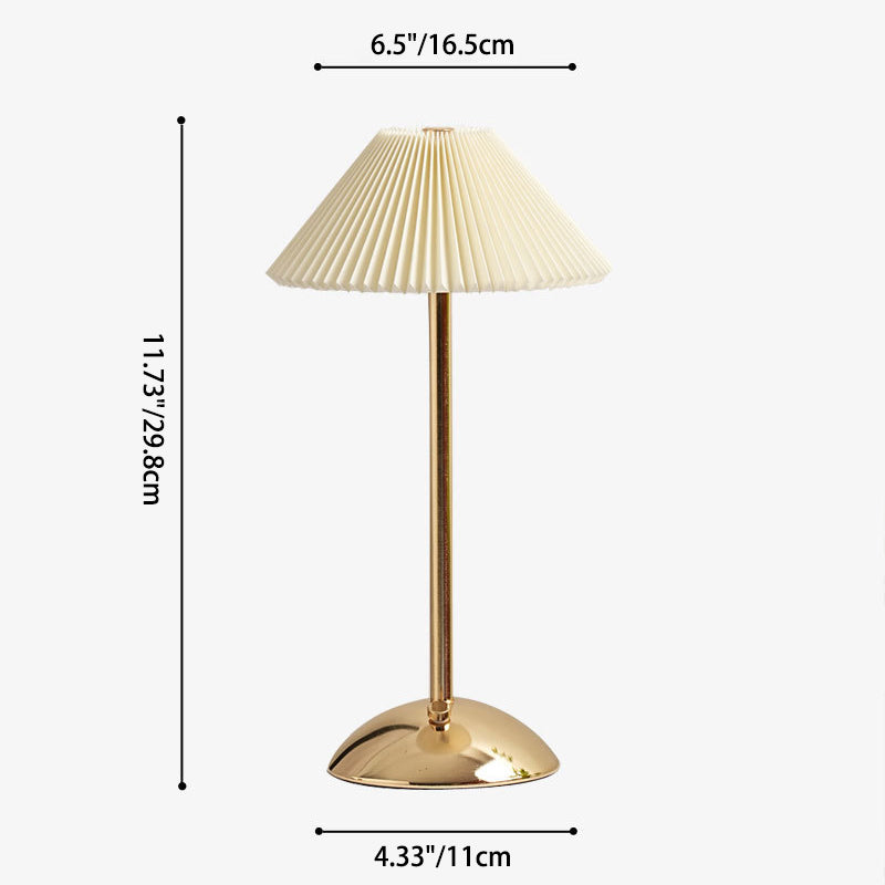 Hjemix | Moderne skandinavisk oppladbar jernstoff cone plisserte LED bordlampe for nattbord