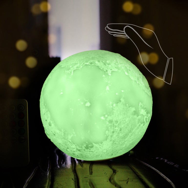 Hjemix | Kreativ Mini Oppladbar 3D Utskrevet Måne 1-Lys LED Bordlampe