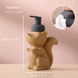 Hjemix | Keramisk Såpedispenser, Ekorre Skum Pumpe Baderomsflaske, Dyre Design, Påfyllbar Gjenbrukbar Lotion Pumpe for Bad Kjøkken, 510ml/17.2oz