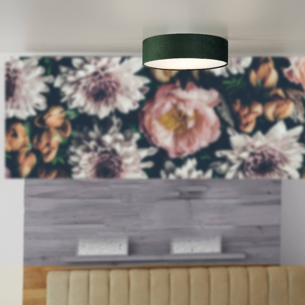 Hjemix | Grønn Fløyel & Opal Diffuser Vintage Rund Flush Trommel Lys 38cm