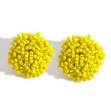 Hjemix | Lys og morsom håndlaget multicolor perle pompom stud øredobber