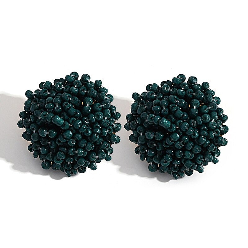 Hjemix | Lys og morsom håndlaget multicolor perle pompom stud øredobber