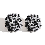 Hjemix | Lys og morsom håndlaget multicolor perle pompom stud øredobber