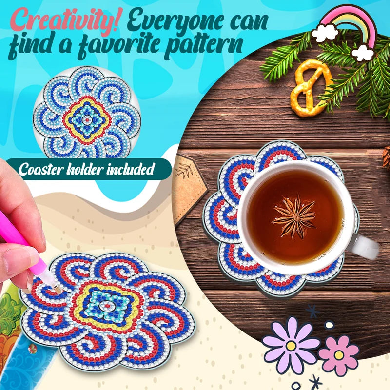 Hjemix | Diamond Crafts Coaster Diamond Painting Coaster (Mandala)