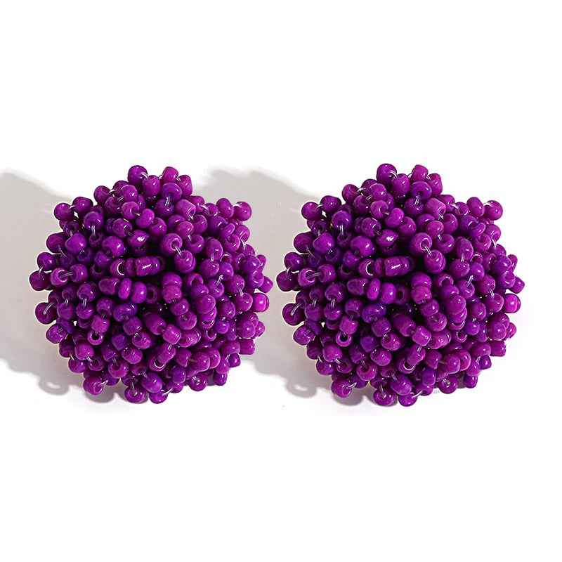 Hjemix | Lys og morsom håndlaget multicolor perle pompom stud øredobber