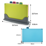 Sett med 4 skjærebrett med holder