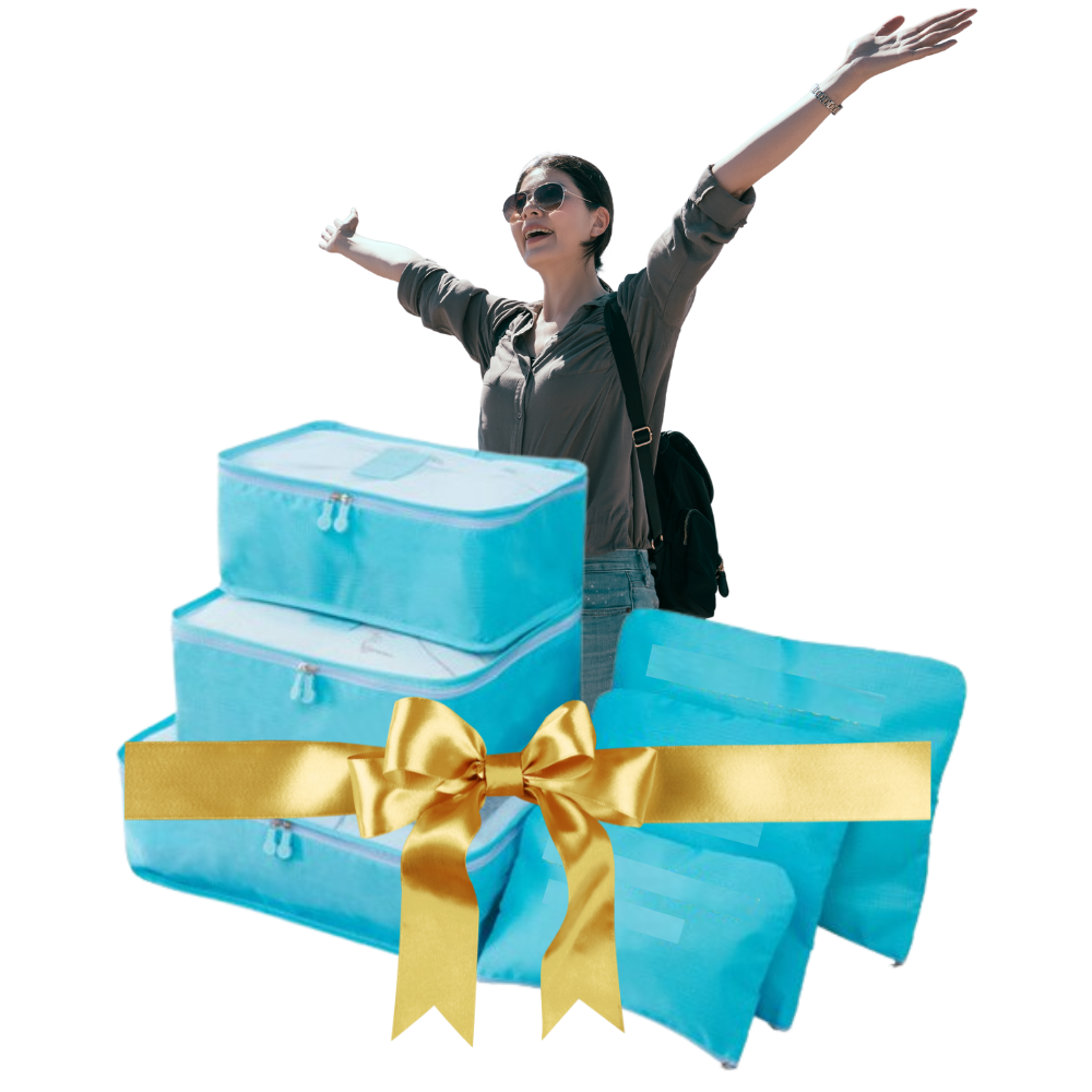 Sett med 6 små reisevesker til kofferten