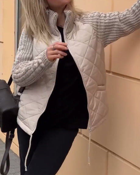 Hjemix | Solid Color Høy Krage Glidelås Kåpe