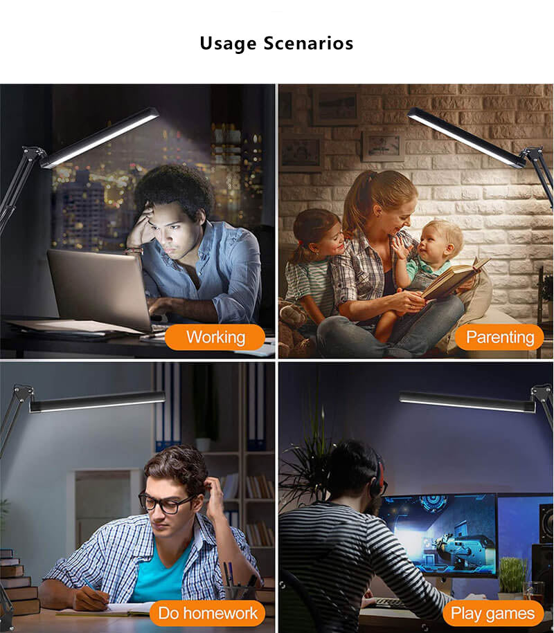 Hjemix | LED Foldbar Lang Arm Klips Øyevern USB Leselampe