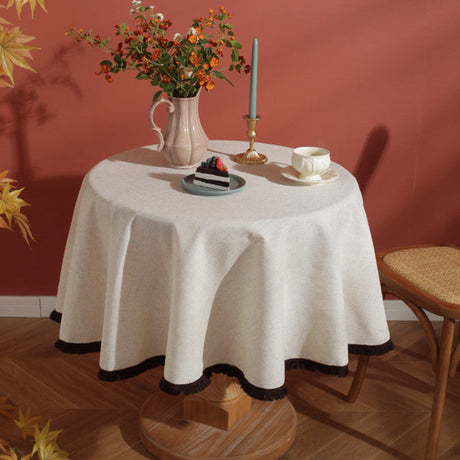 Hjemix | Minimalistisk Lin Frynse Duken Naturlig Stil