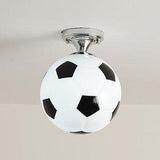Hjemix | SportLume Kreativ Taklampe | Basketball & Fotball Design | Halvmontert | Glasslampe