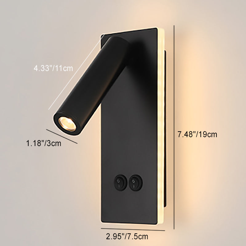 Hjemix | Moderne Minimalistisk Rektangulær Rund Jern Aluminium LED Vegglampe For Soverom