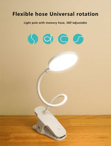 Hjemix | Enkel LED-klips skrivebordslampe oppladbar øyebeskyttelse nattlys