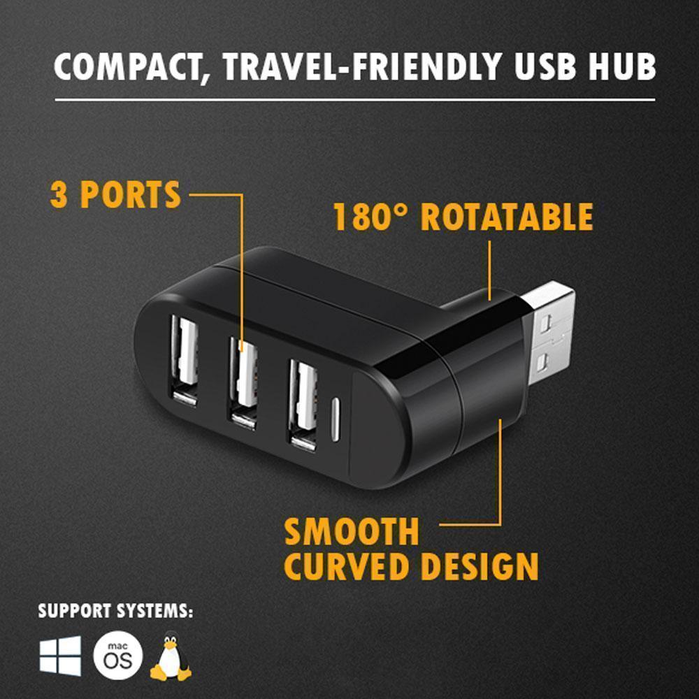 Hjemix | Mini roterbar 3-Port USB Hub