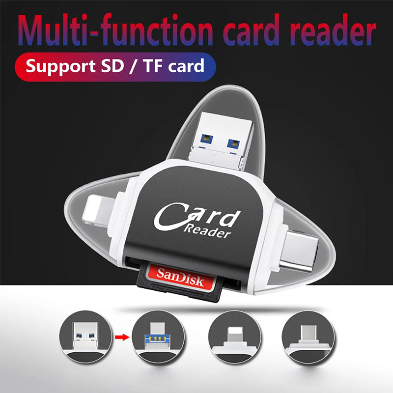 Hjemix | Multi-Port 4 i 1 Universell SD TF Kortleser