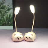 Hjemix | Mini Tegneserie Katt LED Øyevern Leselampe USB Oppladbar Skrivebordlampe